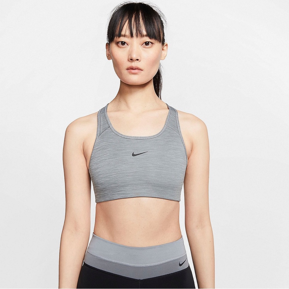 NWT Nike Swoosh Sports Bra Gray Dri-FIT Medium Support XS